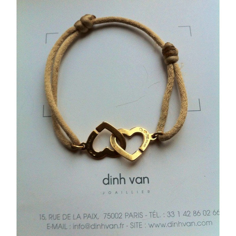 Bracelet Double Coeur DINH VAN GM Or Jaune 18Ct