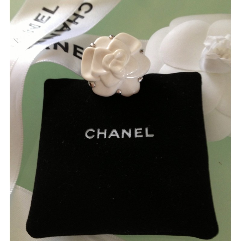 Bague Chanel Camélia Or Blanc/Agathe NEUVE T56
