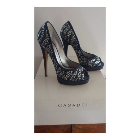Escarpins CASADEI SETALUX ECRU Taille 40 - Talons Très Hauts Plateforme, Cuir Rose Écru - Neuf Avec Boîte